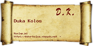 Duka Kolos névjegykártya